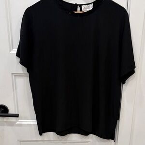 Black Short Sleeve 100% Silk top